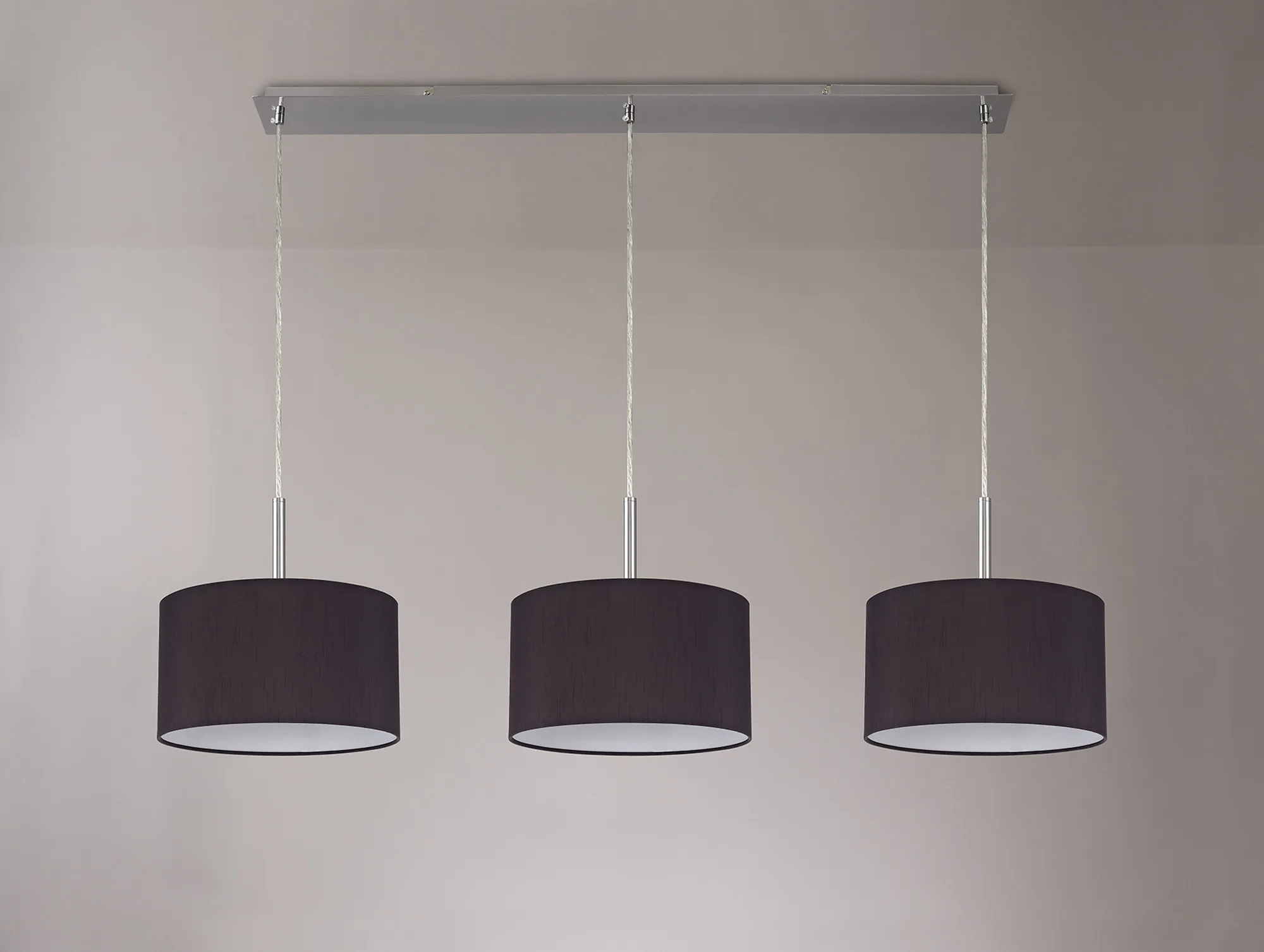 Baymont 30cm Shade 3 Light Pendant Satin Nickel, Black DK0591  Deco Baymont SN BL